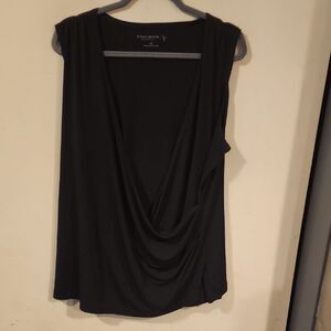 Susan Graver Black Sleeveless Draped Tank Top